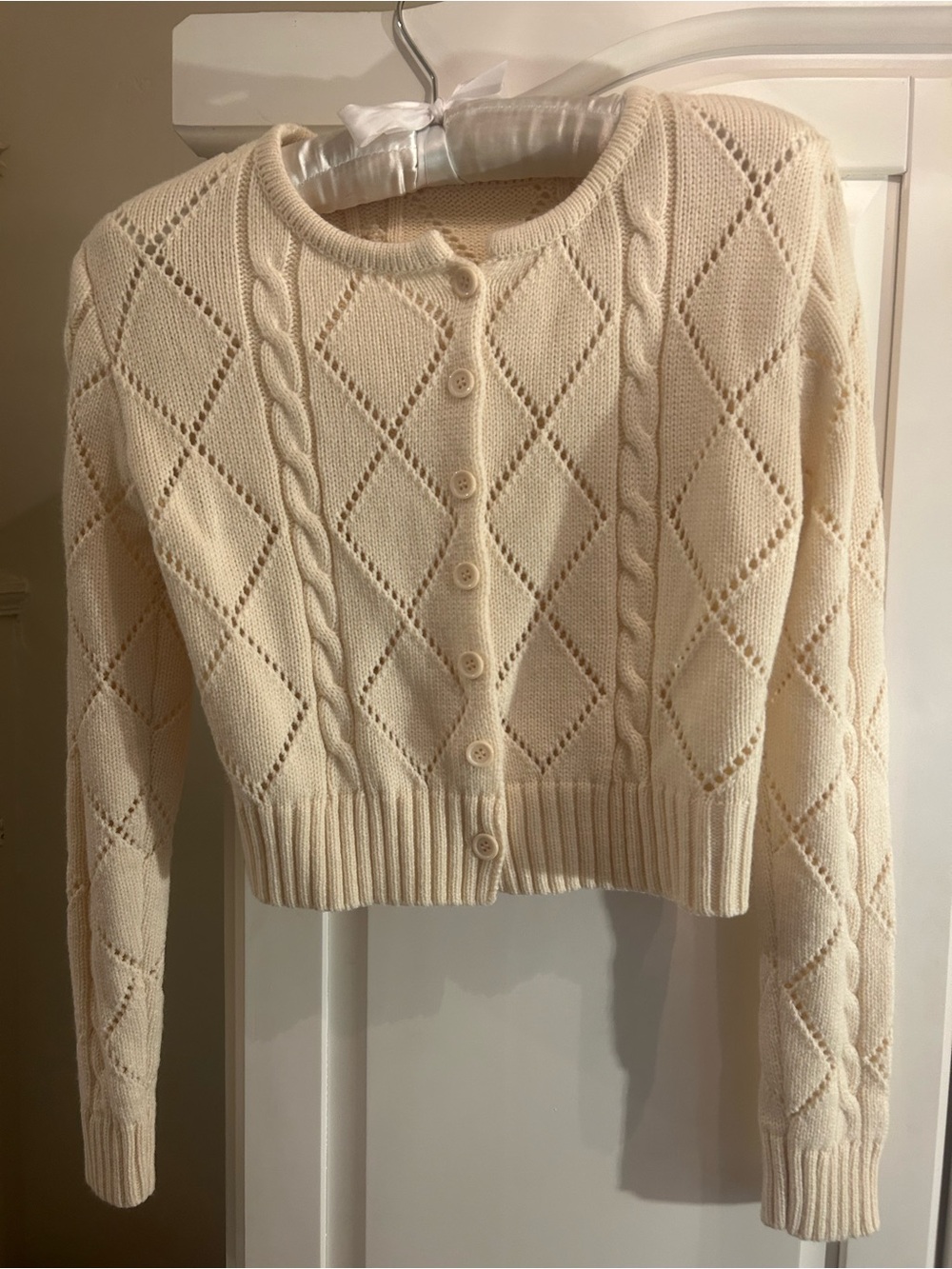 Cream Cable Knit Cardigan